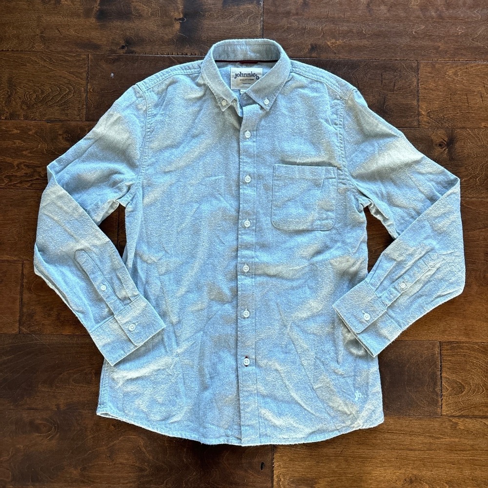 Johnnie B Boy's 13-14‎ Y Button Down Shirt Gray Flannel Collared Preppy